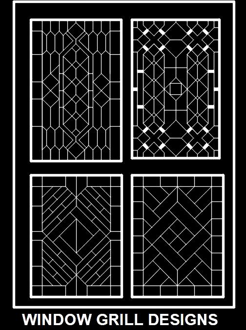 Modern Window Grill Designs CAD Block Collection